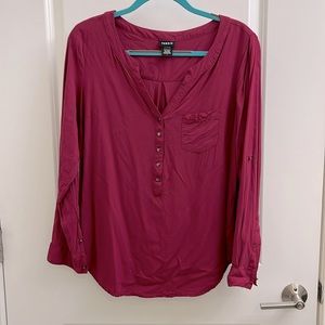 Torrid Harper Long Sleeve Dark Fuchsia Blouse
